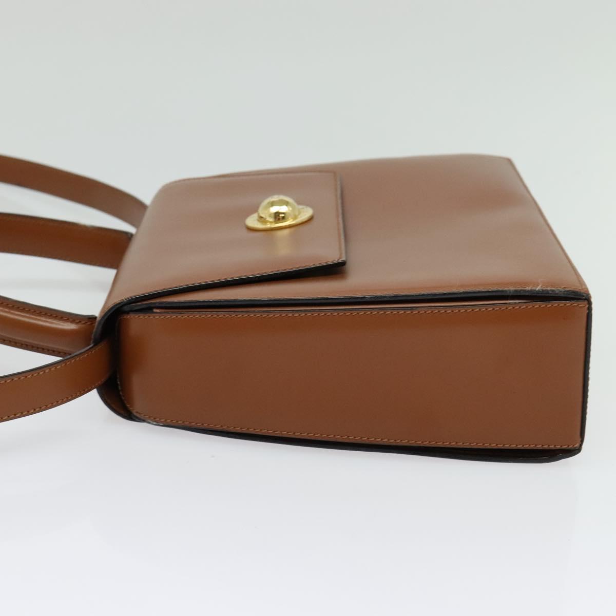 CELINE Hand Bag Leather 2way Brown Gold Auth 140614
