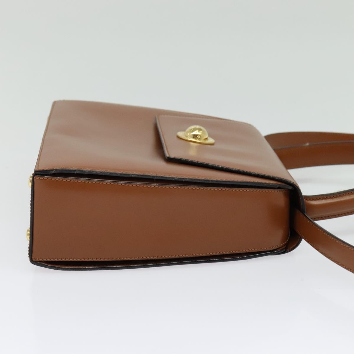 CELINE Hand Bag Leather 2way Brown Gold Auth 140614