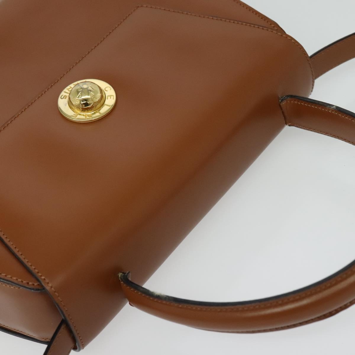 CELINE Hand Bag Leather 2way Brown Gold Auth 140614