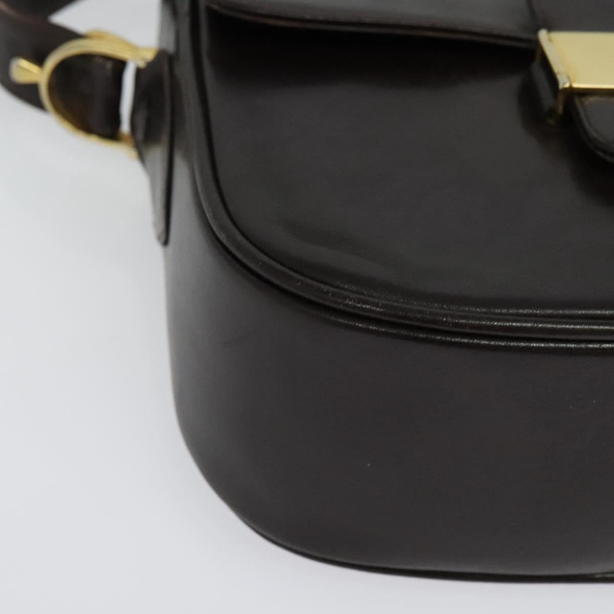 CELINE Horse Carriage Shoulder Bag Leather Brown Gold Auth 140615