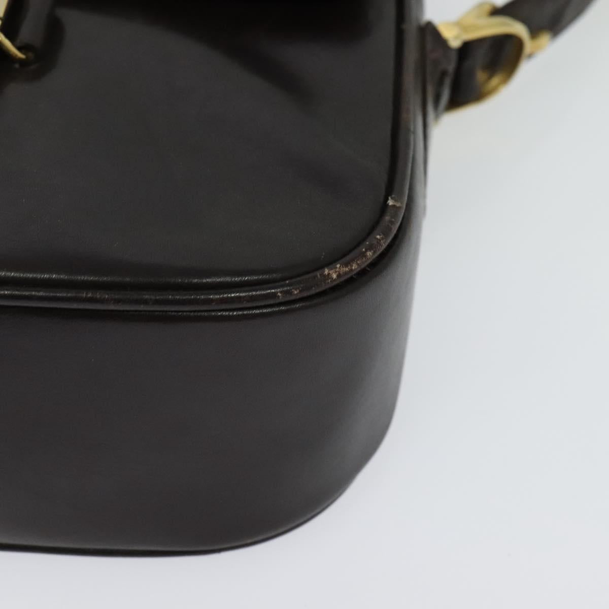 CELINE Horse Carriage Shoulder Bag Leather Brown Gold Auth 140615