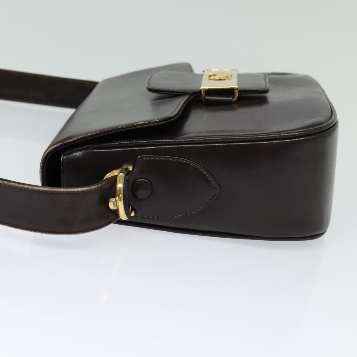CELINE Horse Carriage Shoulder Bag Leather Brown Gold Auth 140615