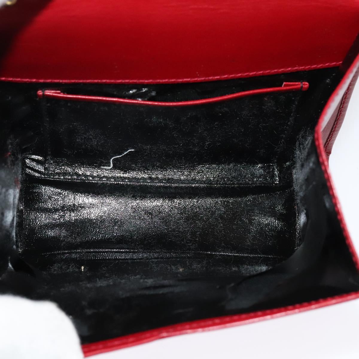 Salvatore Ferragamo Vala Chain Mini Shoulder Bag Leather Red Gold Auth 140616