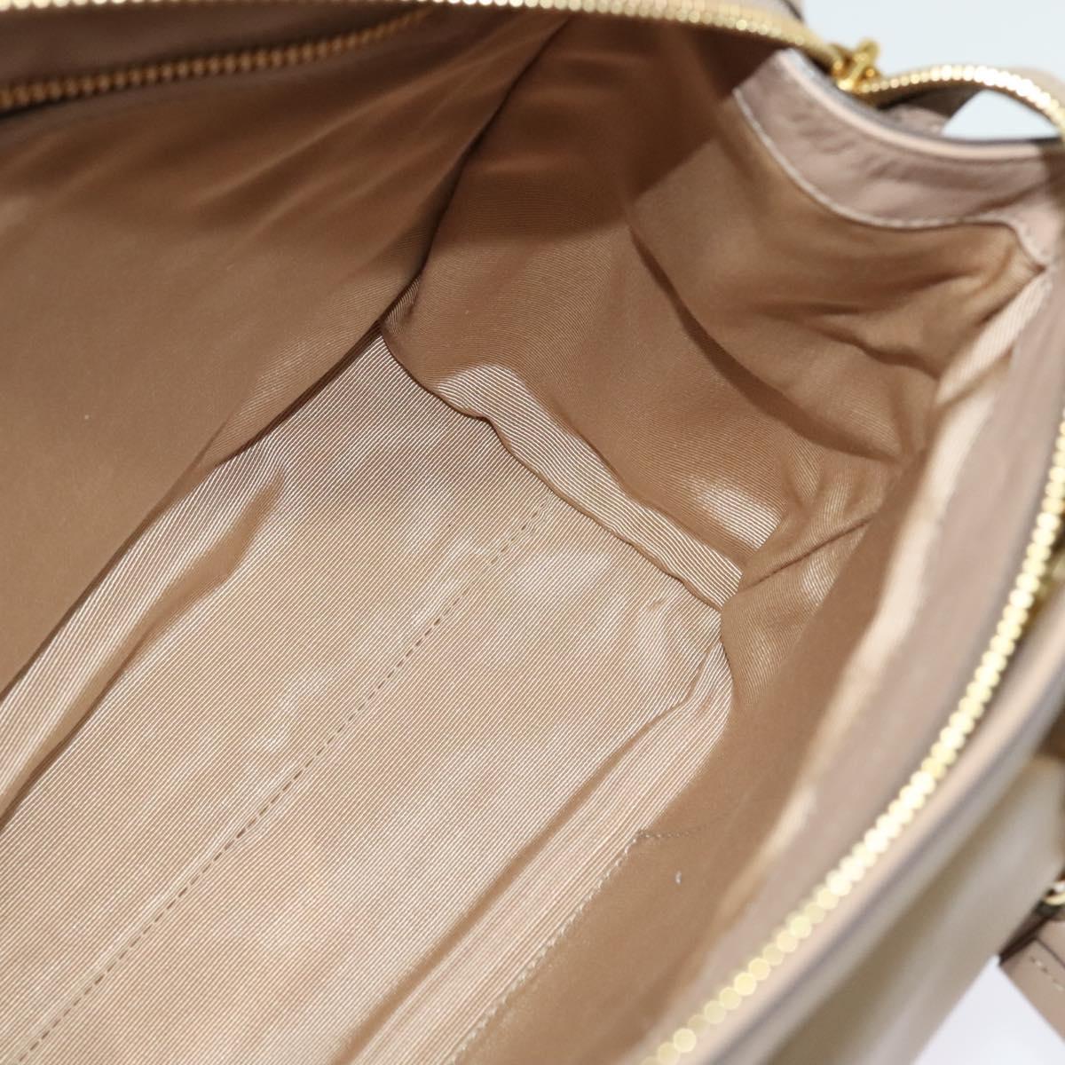 Salvatore Ferragamo Gancini Tote Bag Leather Beige Gold Auth 140617