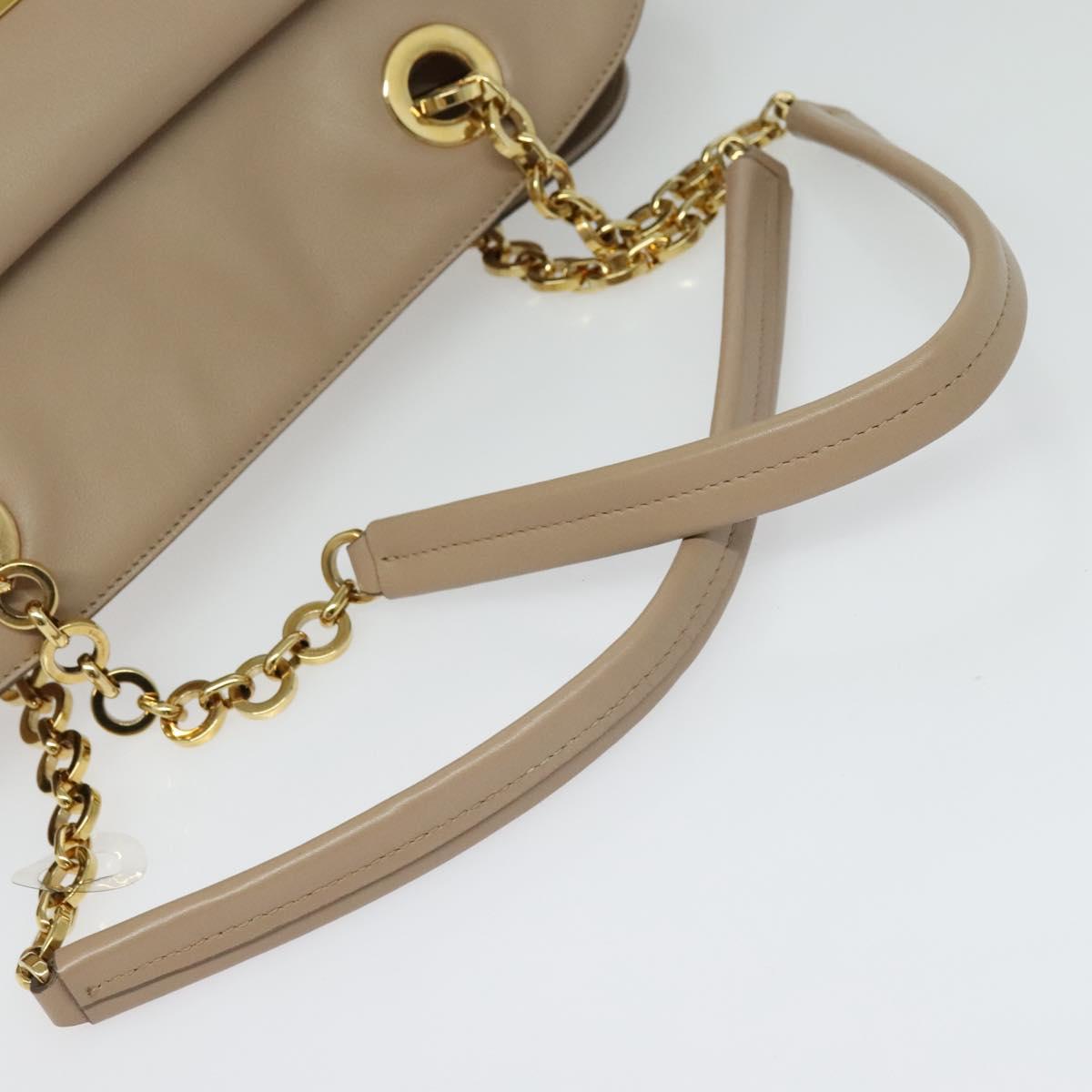 Salvatore Ferragamo Gancini Tote Bag Leather Beige Gold Auth 140617