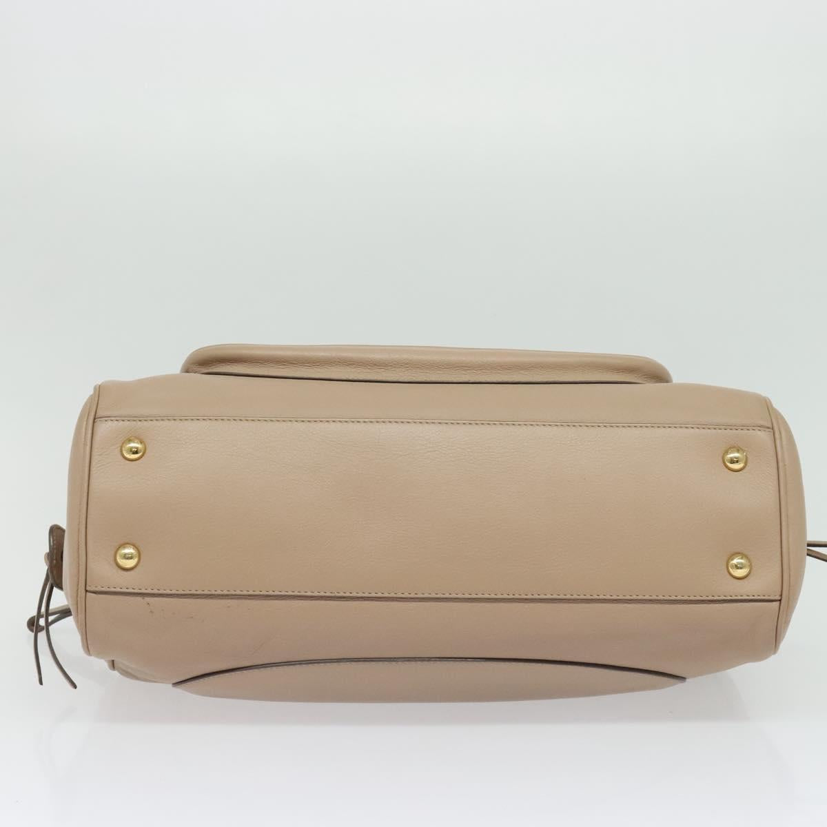 Salvatore Ferragamo Gancini Tote Bag Leather Beige Gold Auth 140617