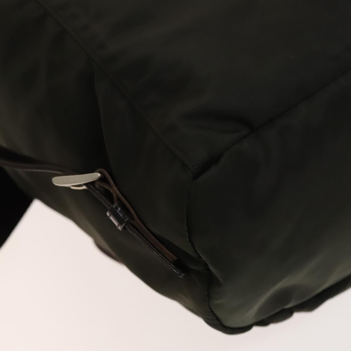 PRADA Backpack Nylon Khaki Silver Auth 140623