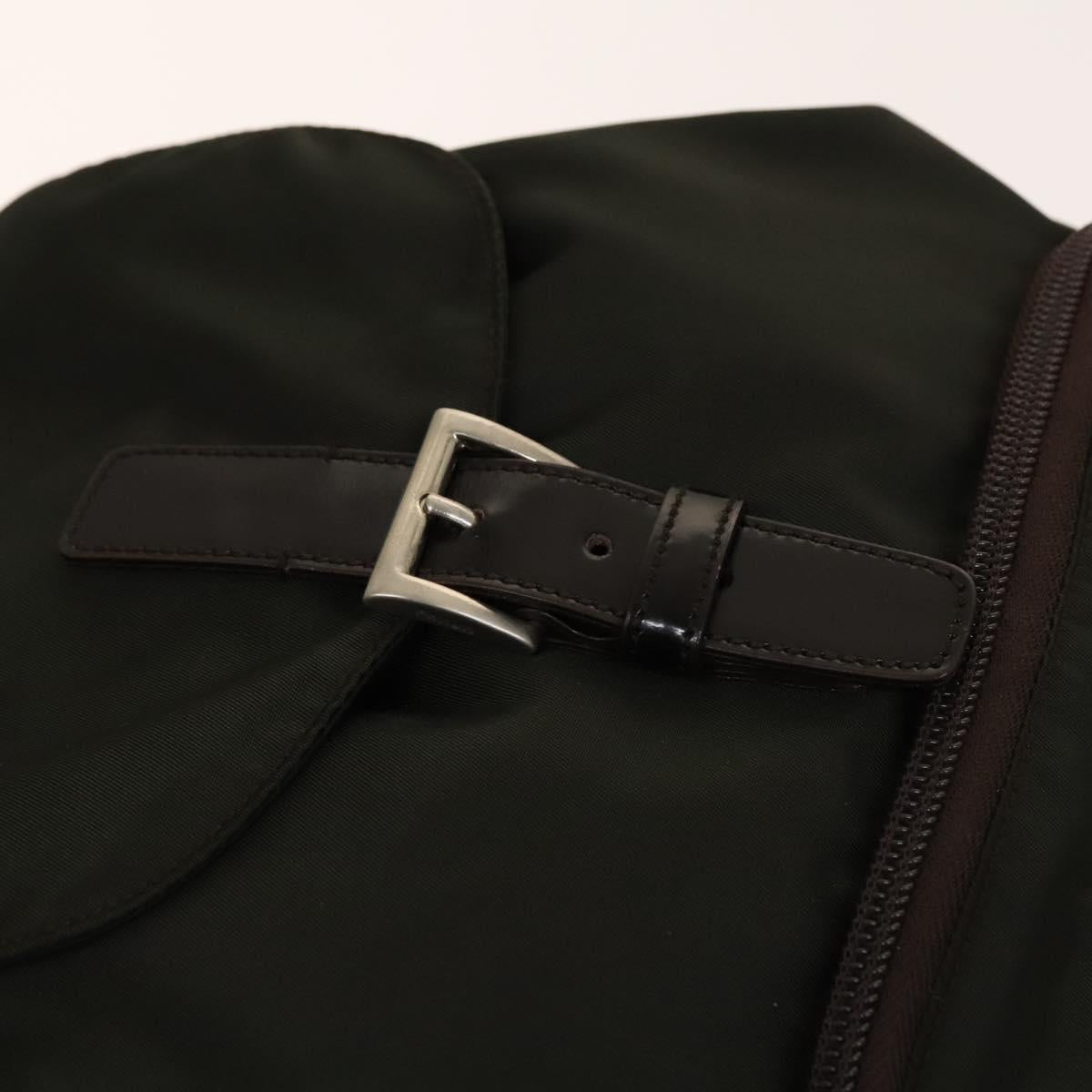 PRADA Backpack Nylon Khaki Silver Auth 140623