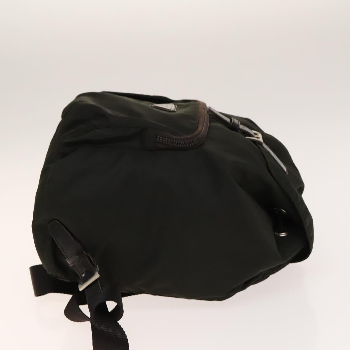 PRADA Backpack Nylon Khaki Silver Auth 140623