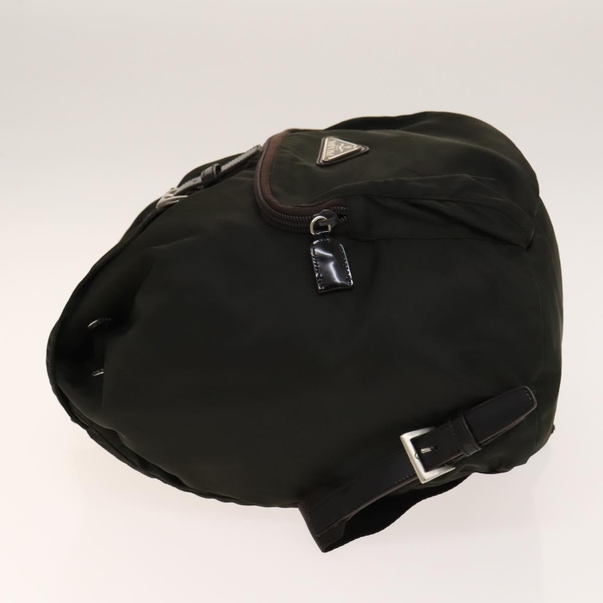 PRADA Backpack Nylon Khaki Silver Auth 140623