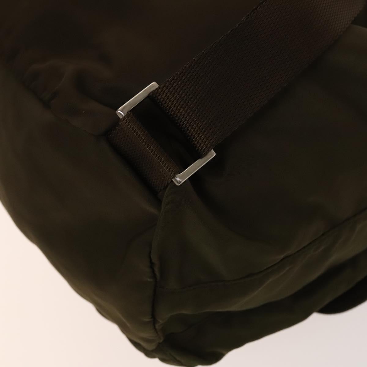 PRADA Backpack Nylon Khaki Silver Auth 140624