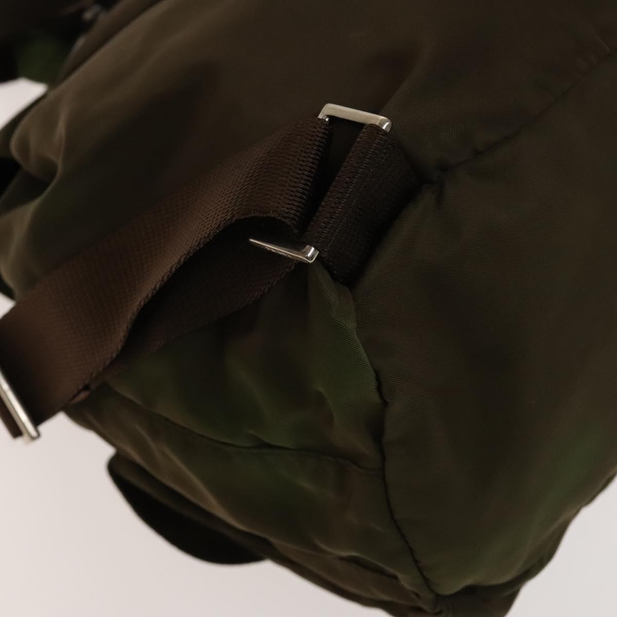 PRADA Backpack Nylon Khaki Silver Auth 140624