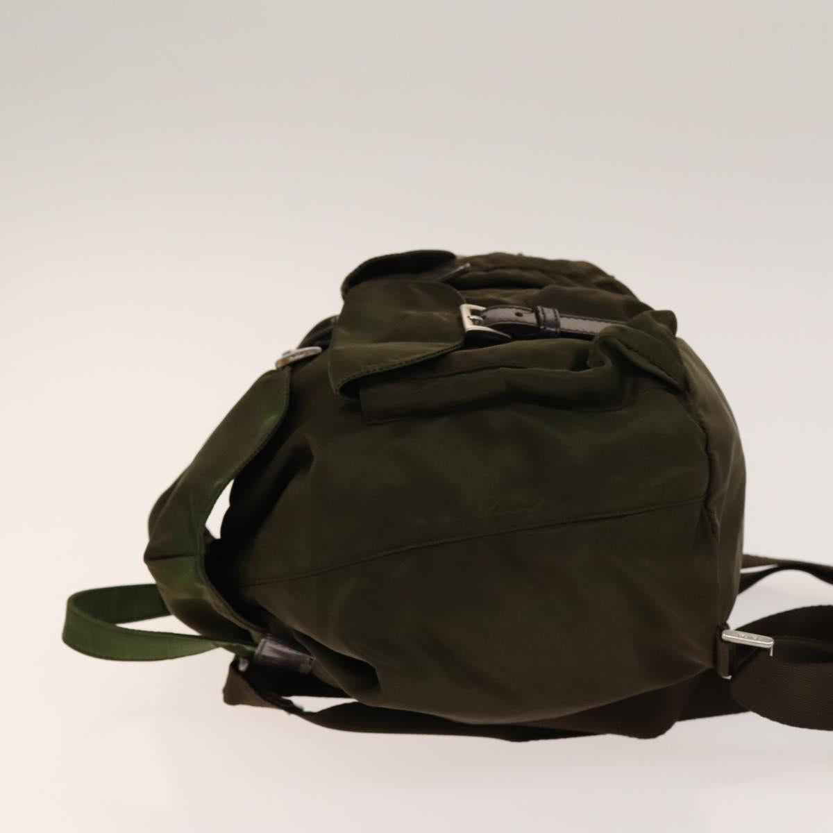 PRADA Backpack Nylon Khaki Silver Auth 140624