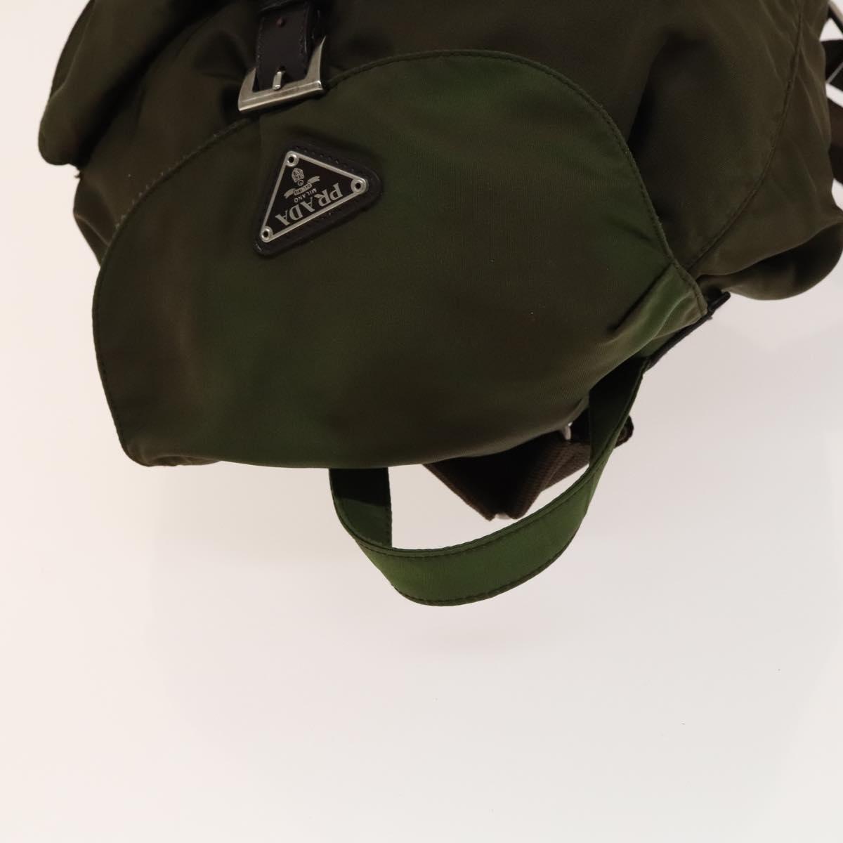 PRADA Backpack Nylon Khaki Silver Auth 140624