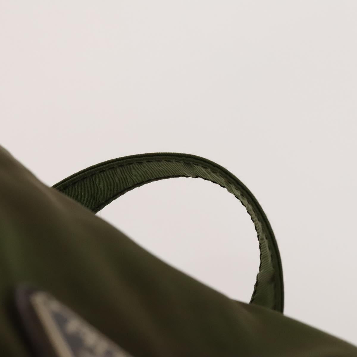 PRADA Backpack Nylon Khaki Silver Auth 140624