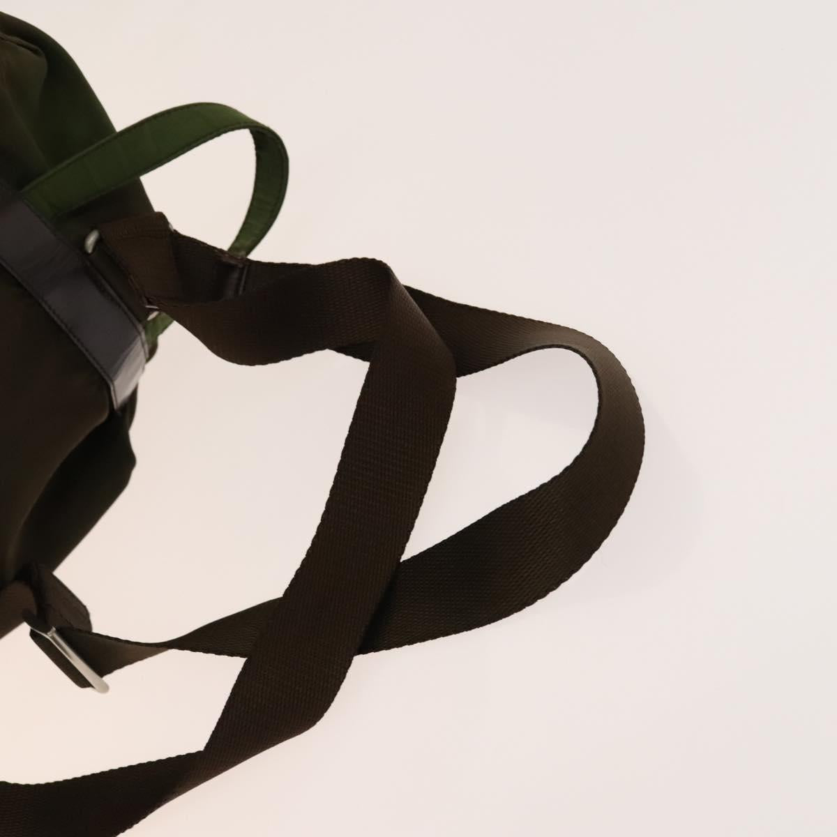 PRADA Backpack Nylon Khaki Silver Auth 140624