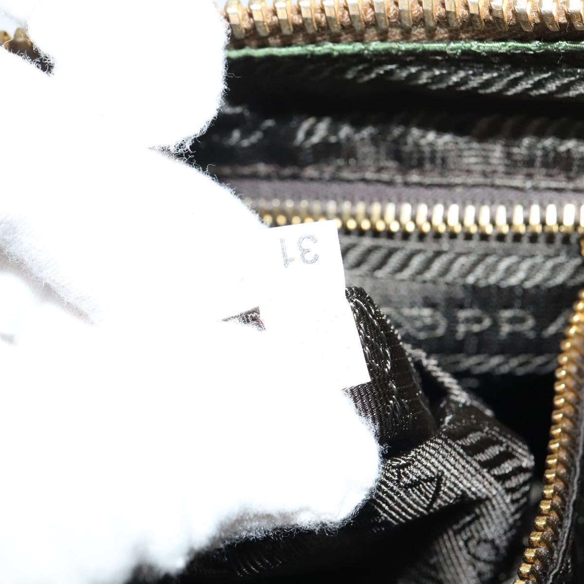 PRADA Shoulder Bag Nylon Leather Beige Gold Auth 140625