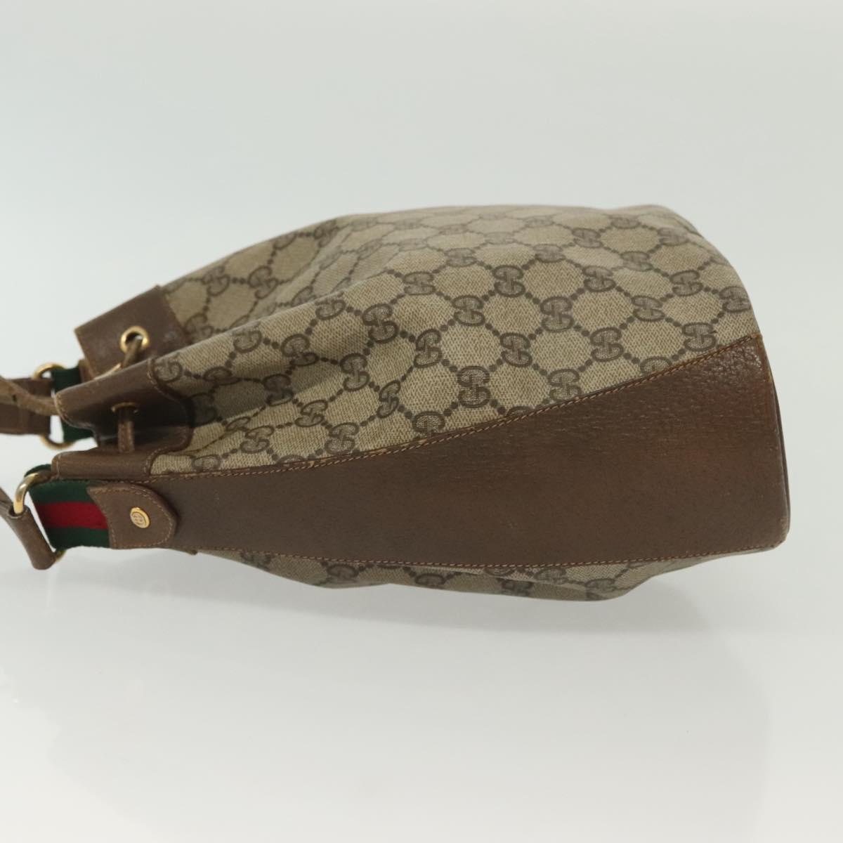 GUCCI GG Supreme Web Sherry Line Bag PVC Beige Gold 72 02 034 Auth 140637