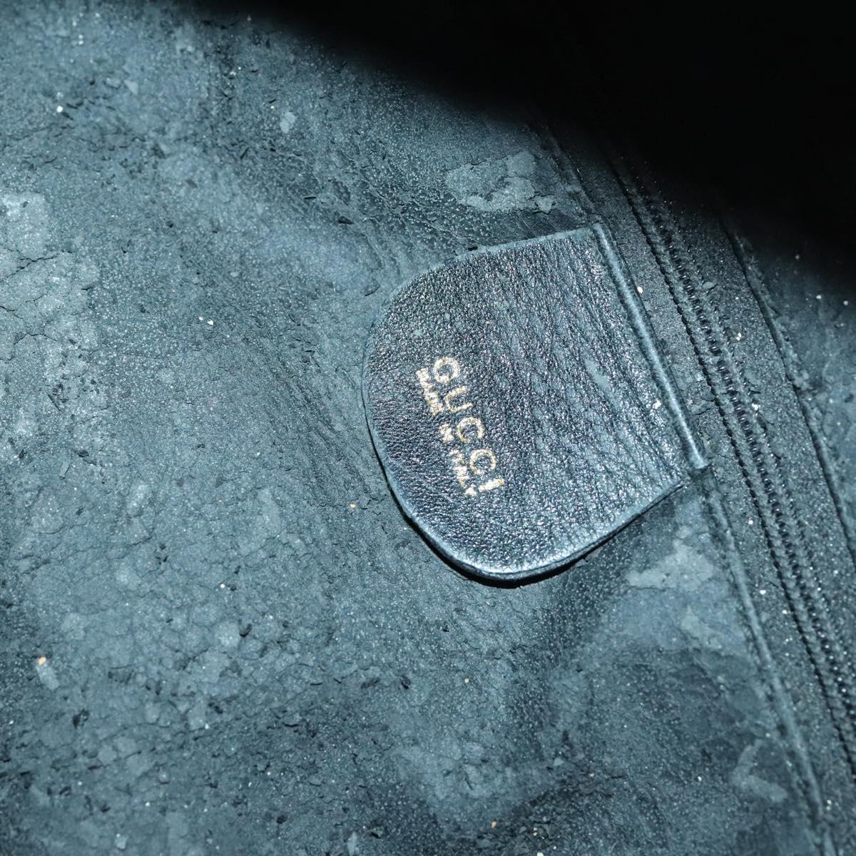 GUCCI Bamboo Hand Bag Leather 2way Black Gold 001 1781 1577 Auth 140641