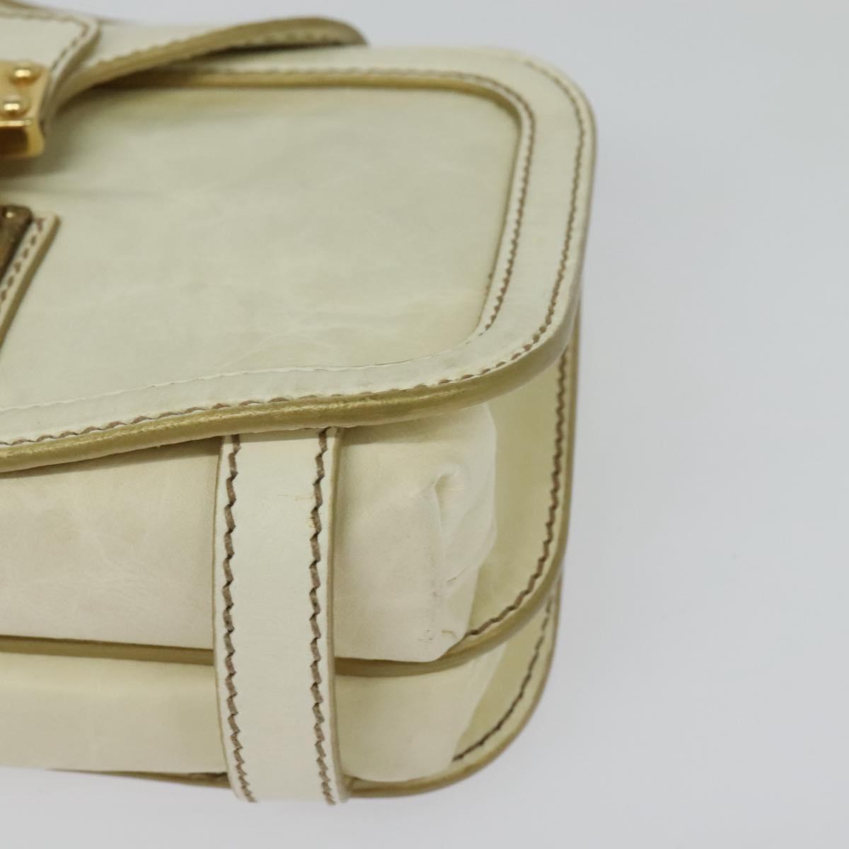 Miu Miu Shoulder Bag Leather White Gold Auth 140643