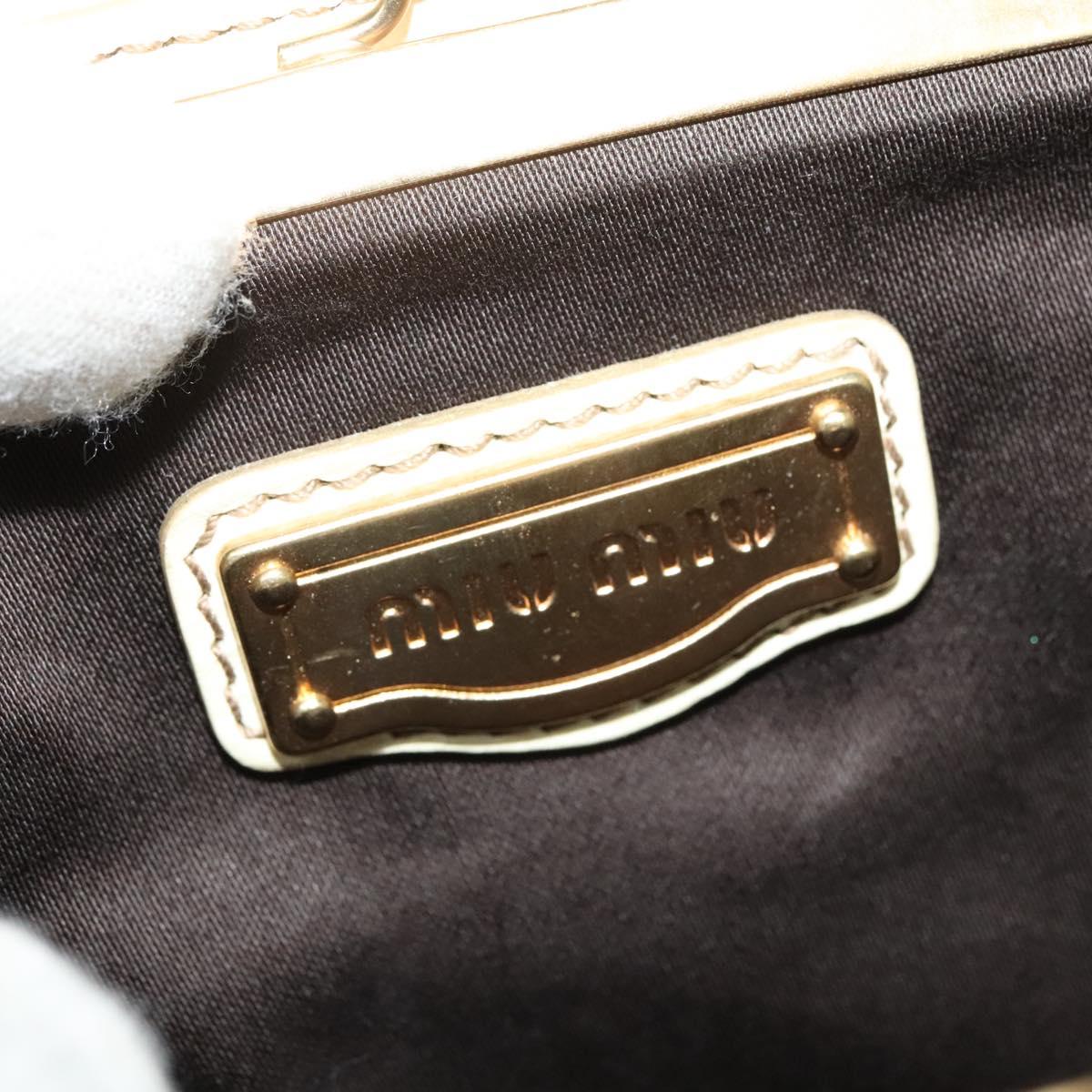 Miu Miu Shoulder Bag Leather White Gold Auth 140643