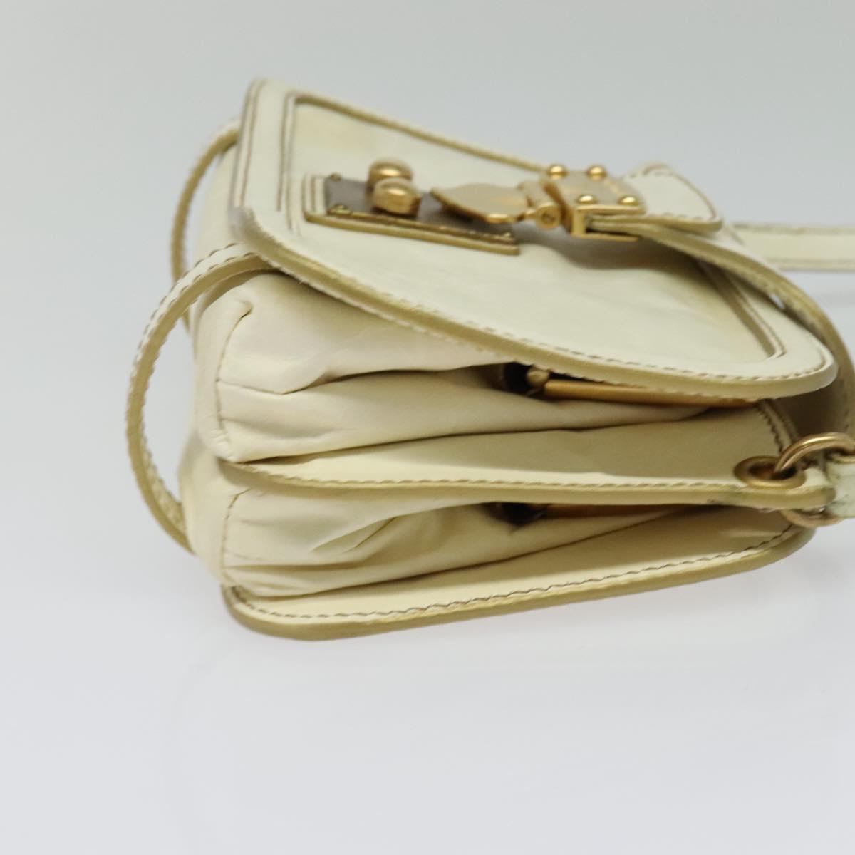 Miu Miu Shoulder Bag Leather White Gold Auth 140643