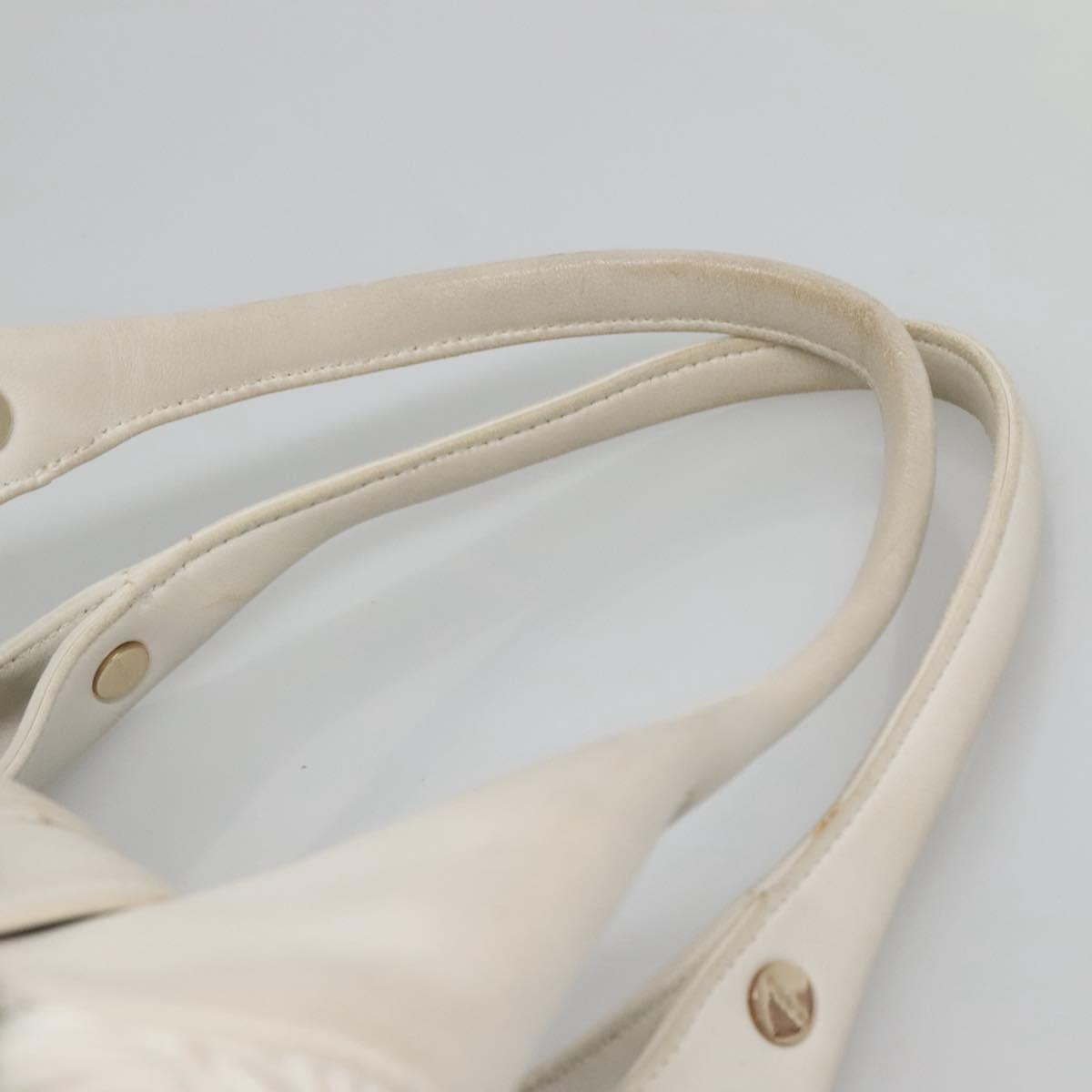 BVLGARI Chandra Shoulder Bag Leather White Gold Auth 140646