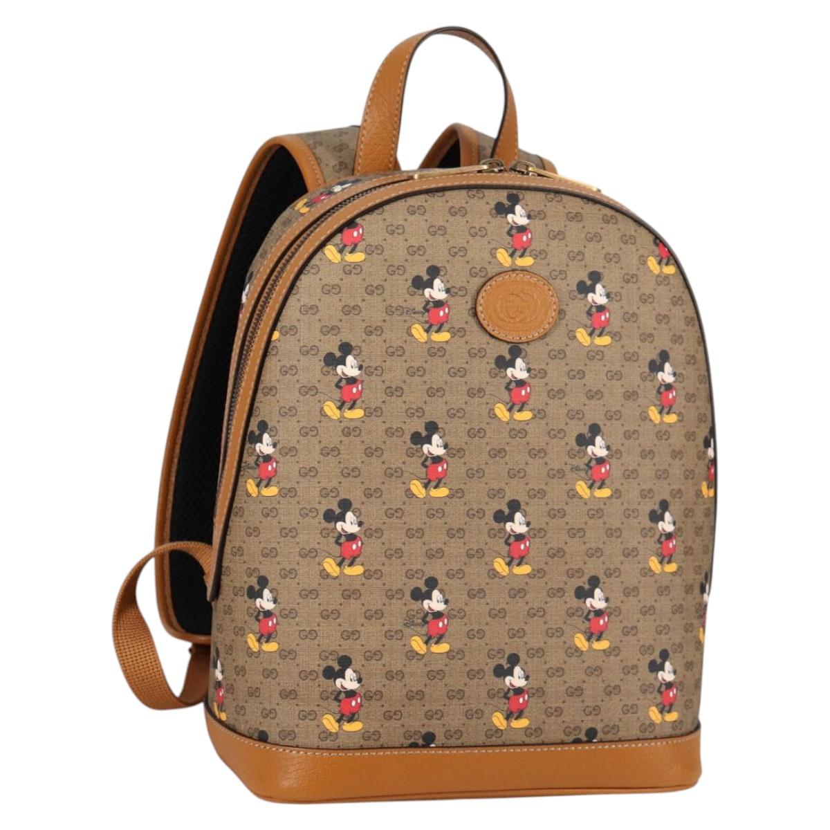 GUCCI GUCCIxDisney GG Supreme Backpack PVC Beige Gold 552884 Auth 140648SM