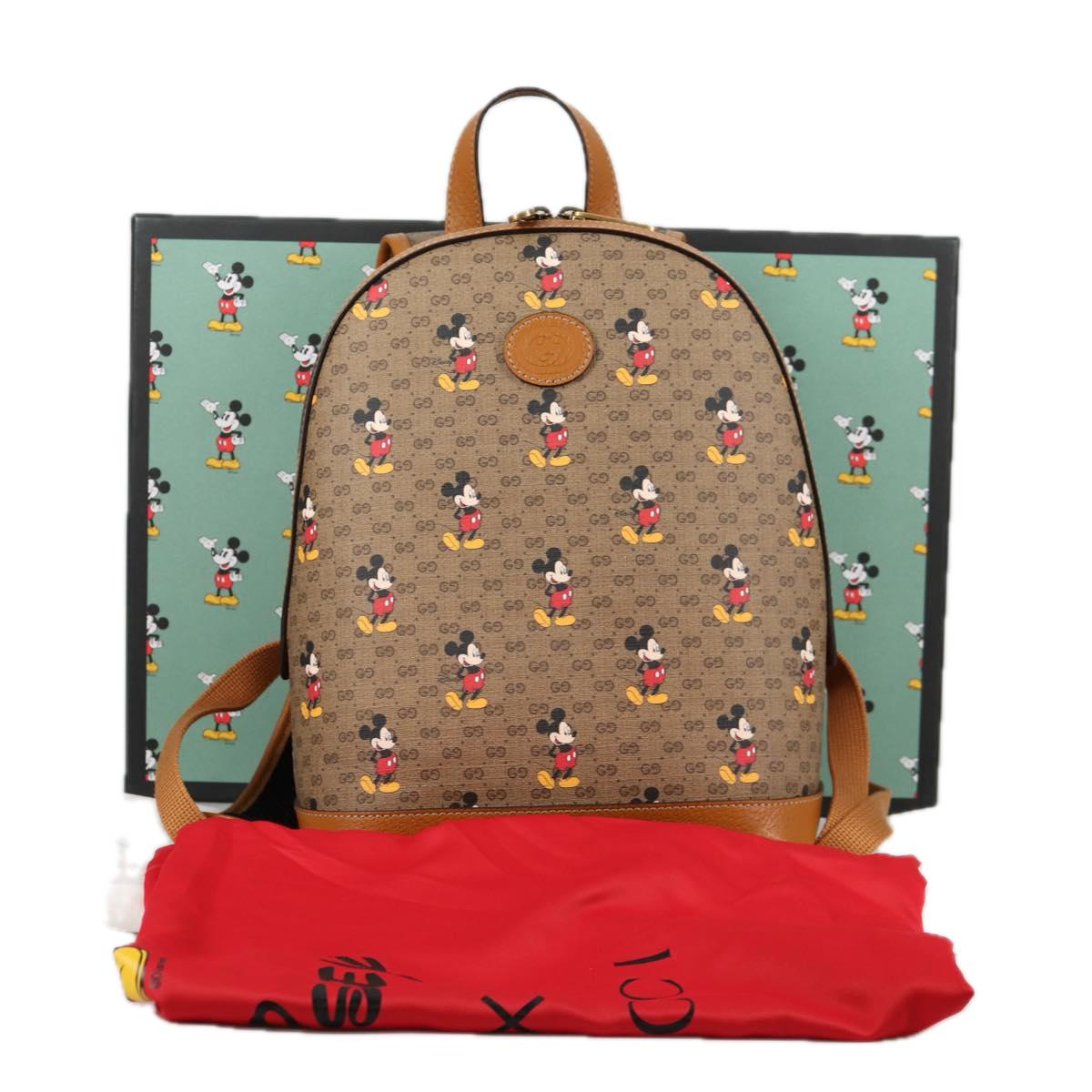 GUCCI GUCCIxDisney GG Supreme Backpack PVC Beige Gold 552884 Auth 140648SM
