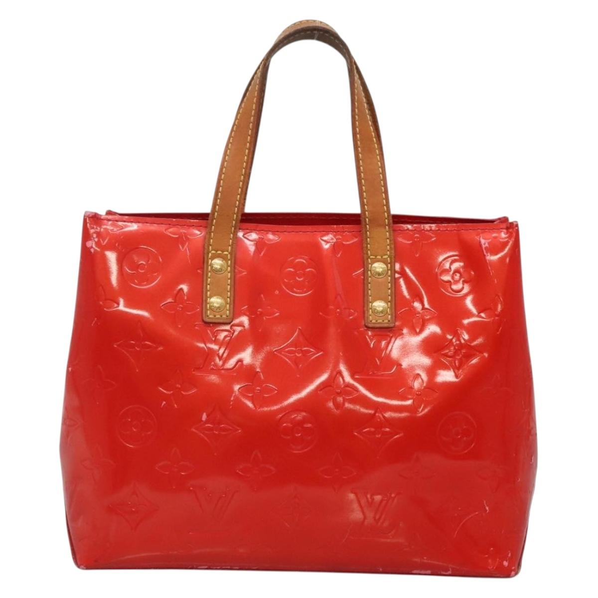 LOUIS VUITTON Monogram Vernis Reade PM Hand Bag Red Rouge M91088 LV Auth 140650