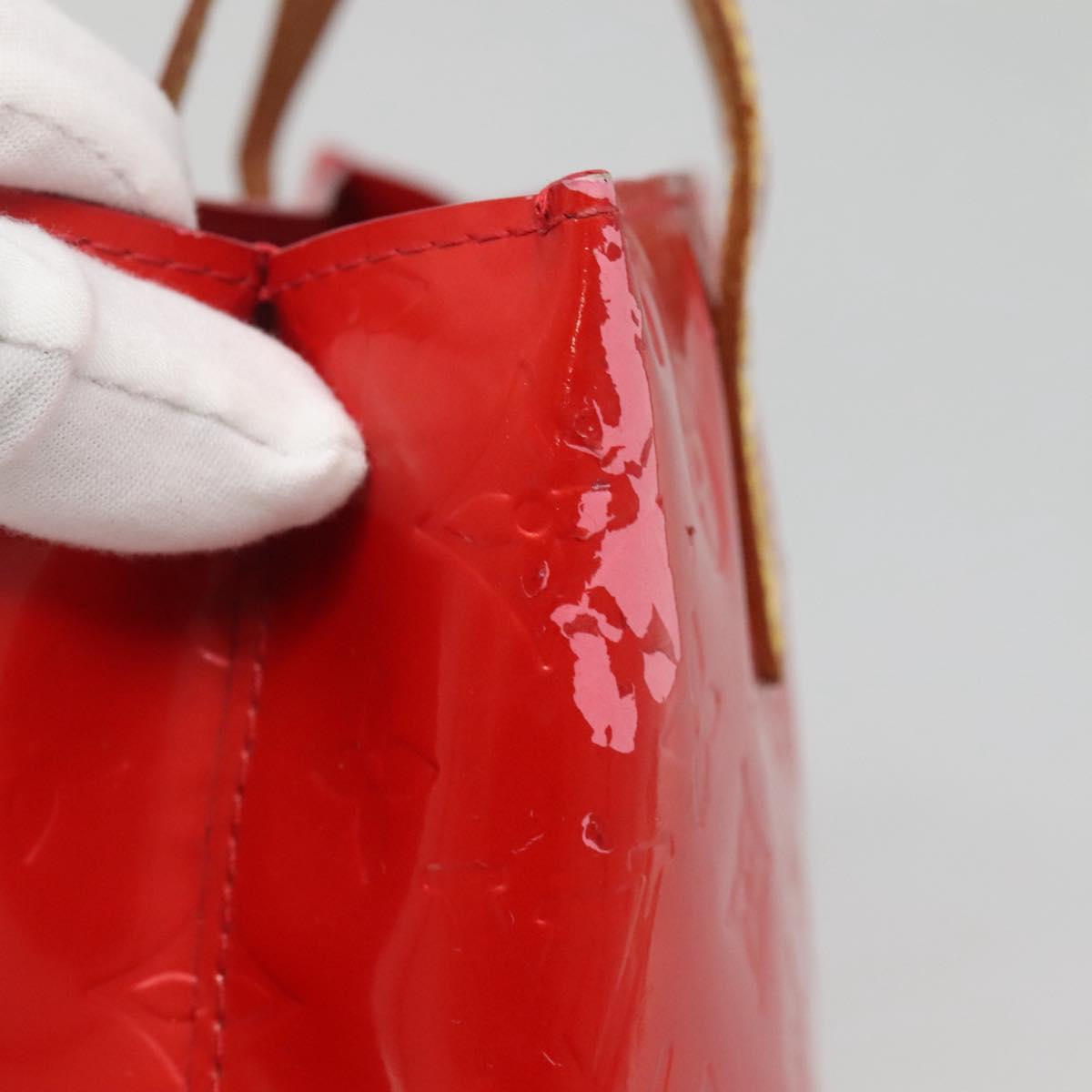 LOUIS VUITTON Monogram Vernis Reade PM Hand Bag Red Rouge M91088 LV Auth 140650