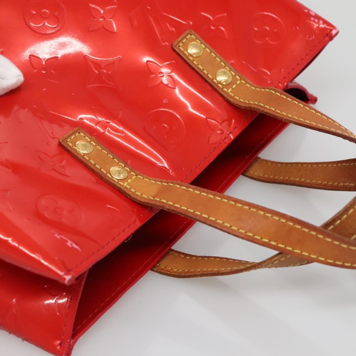 LOUIS VUITTON Monogram Vernis Reade PM Hand Bag Red Rouge M91088 LV Auth 140650