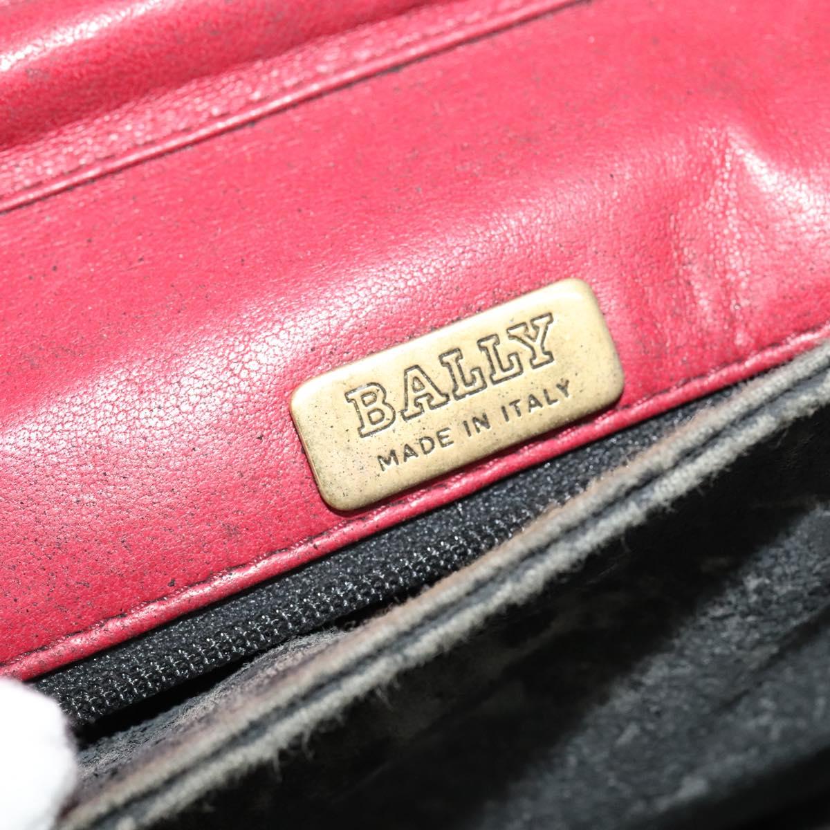 BALLY Chain Shoulder Bag Leather Red Gold Auth 140668
