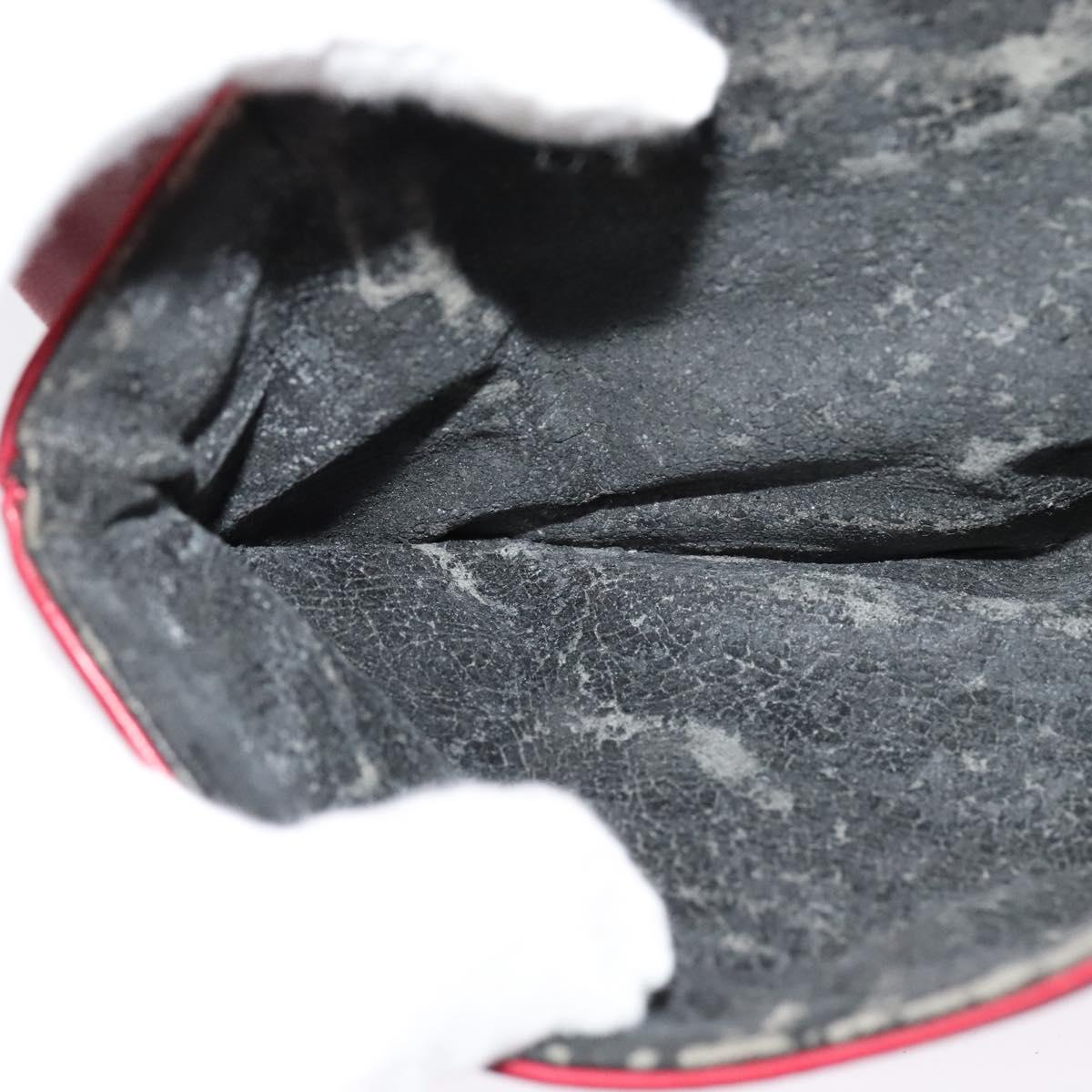 BALLY Chain Shoulder Bag Leather Red Gold Auth 140668