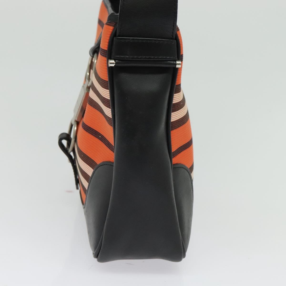 BURBERRY Blue Label Shoulder Bag Canvas Orange Silver Auth 140671