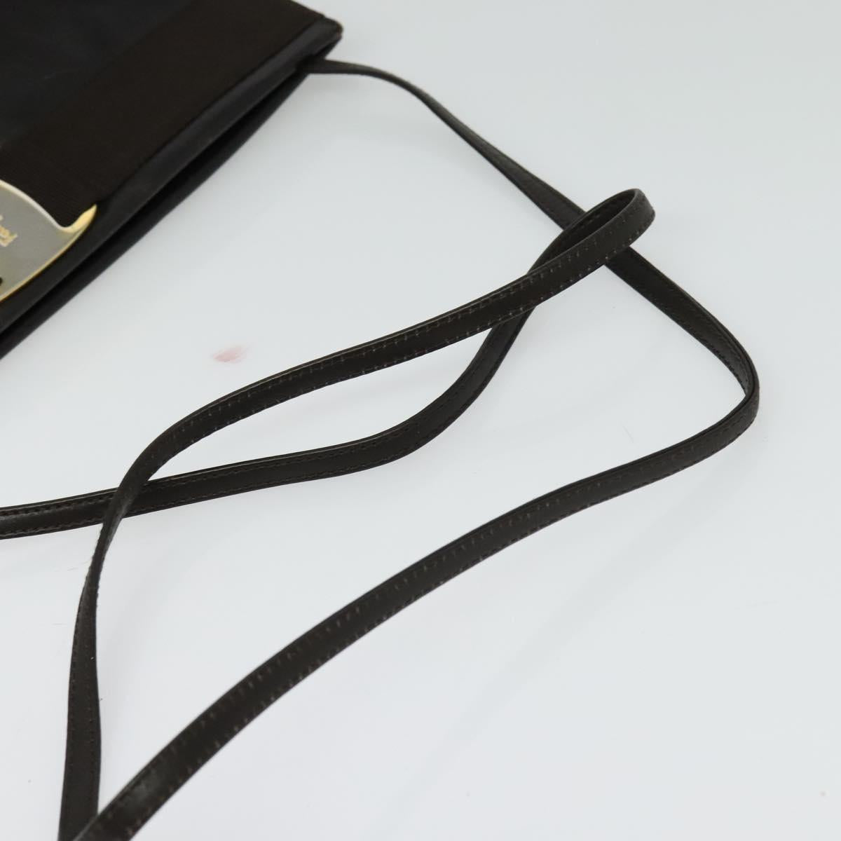 Salvatore Ferragamo Vala Shoulder Bag Leather Brown Gold Auth 140673