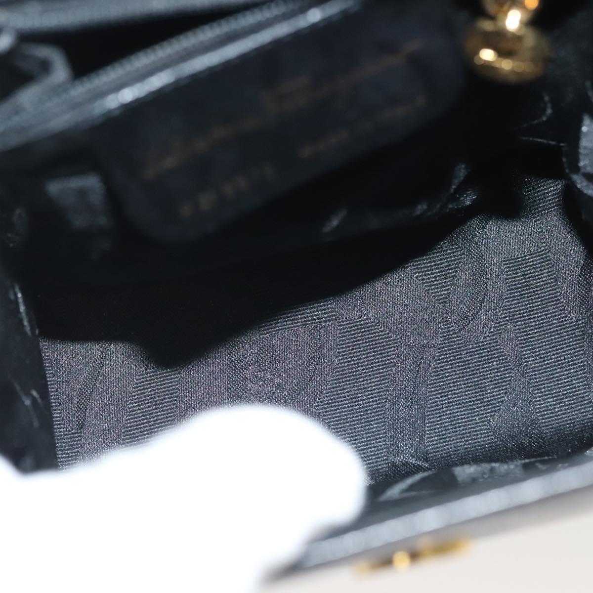 Salvatore Ferragamo Gancini Hand Bag Leather Black Gold Auth 140675