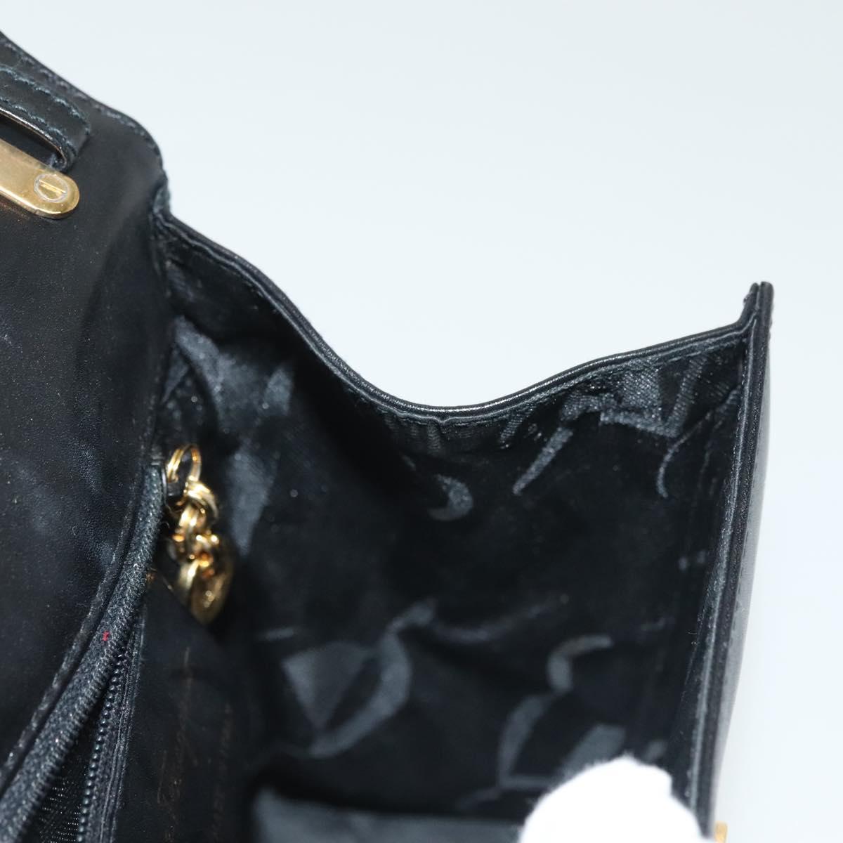 Salvatore Ferragamo Gancini Hand Bag Leather Black Gold Auth 140675
