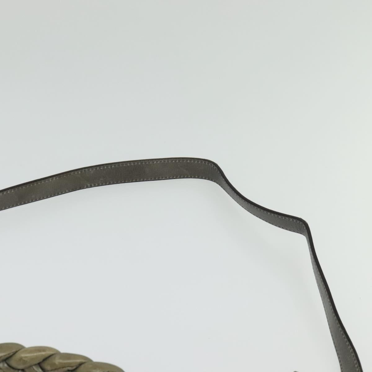 Miu Miu Matelasse Shoulder Bag Leather 2way Gray Gold Auth 140677