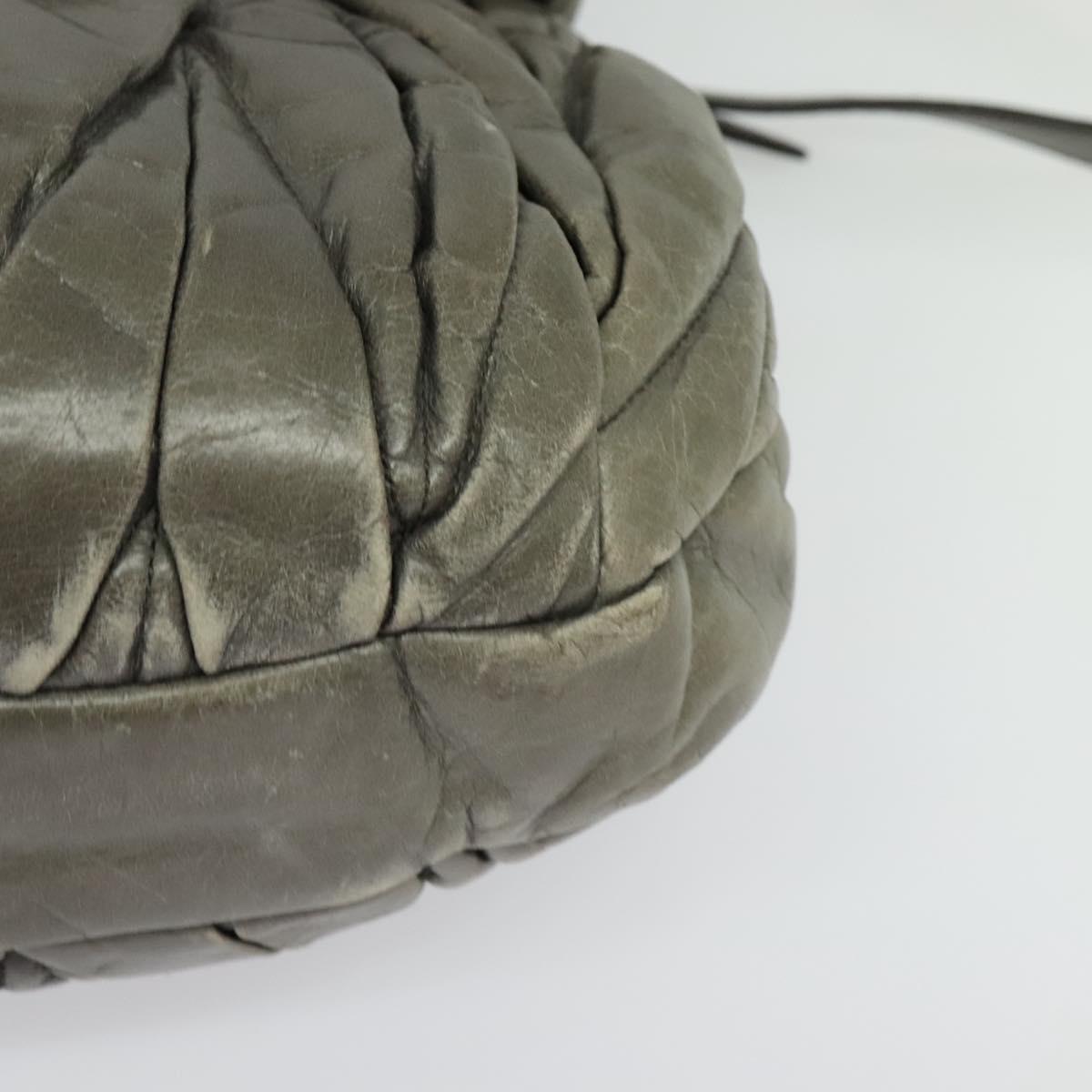 Miu Miu Matelasse Shoulder Bag Leather 2way Gray Gold Auth 140677