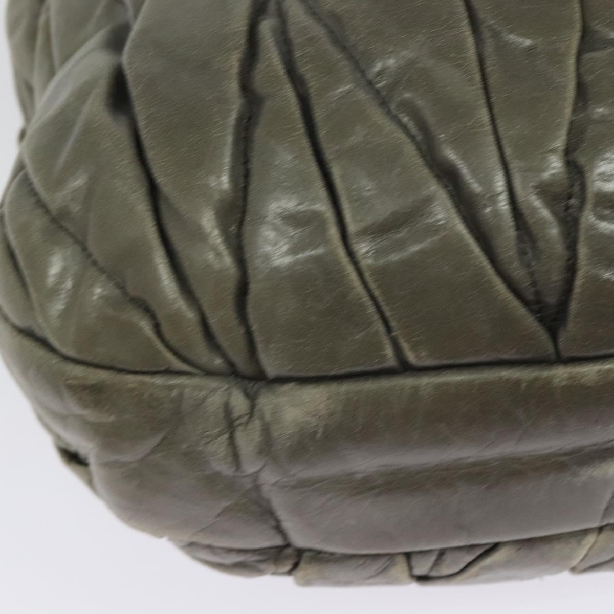 Miu Miu Matelasse Shoulder Bag Leather 2way Gray Gold Auth 140677