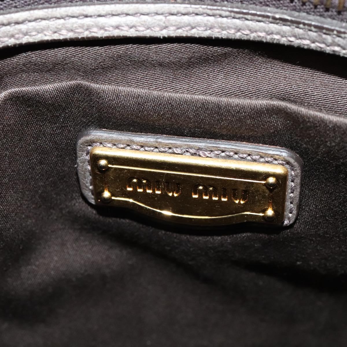 Miu Miu Matelasse Shoulder Bag Leather 2way Gray Gold Auth 140677