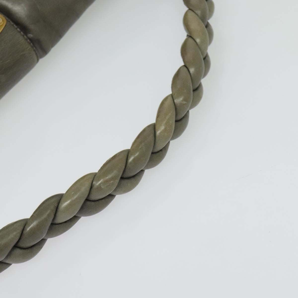 Miu Miu Matelasse Shoulder Bag Leather 2way Gray Gold Auth 140677