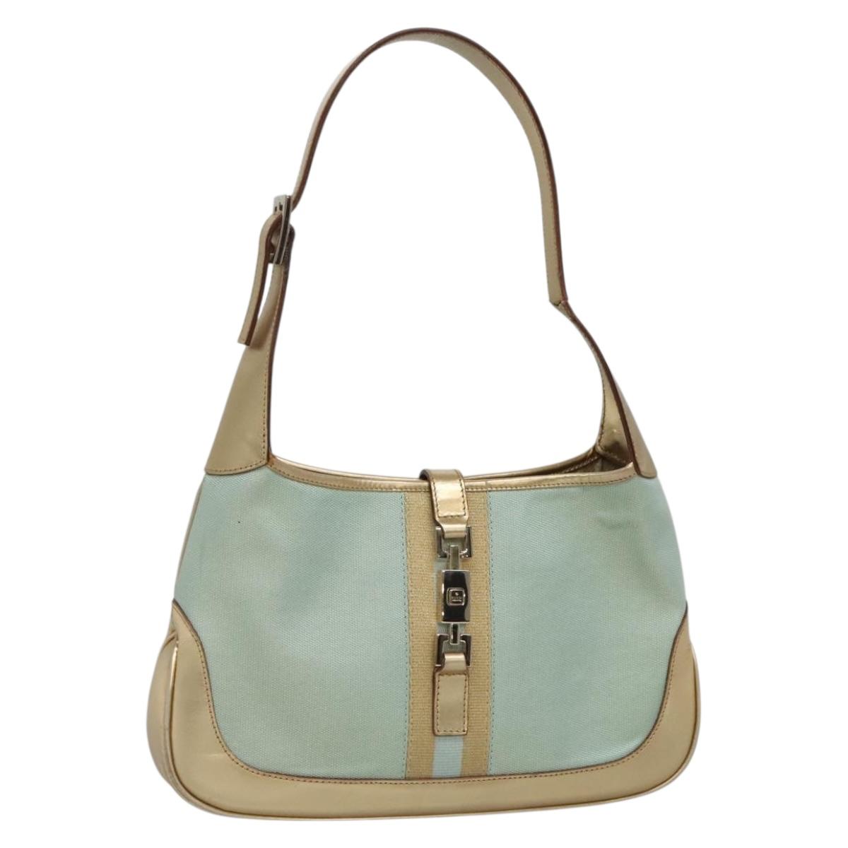 GUCCI Jackie Shoulder Bag Canvas Green Gold 001 3735 Auth 140678