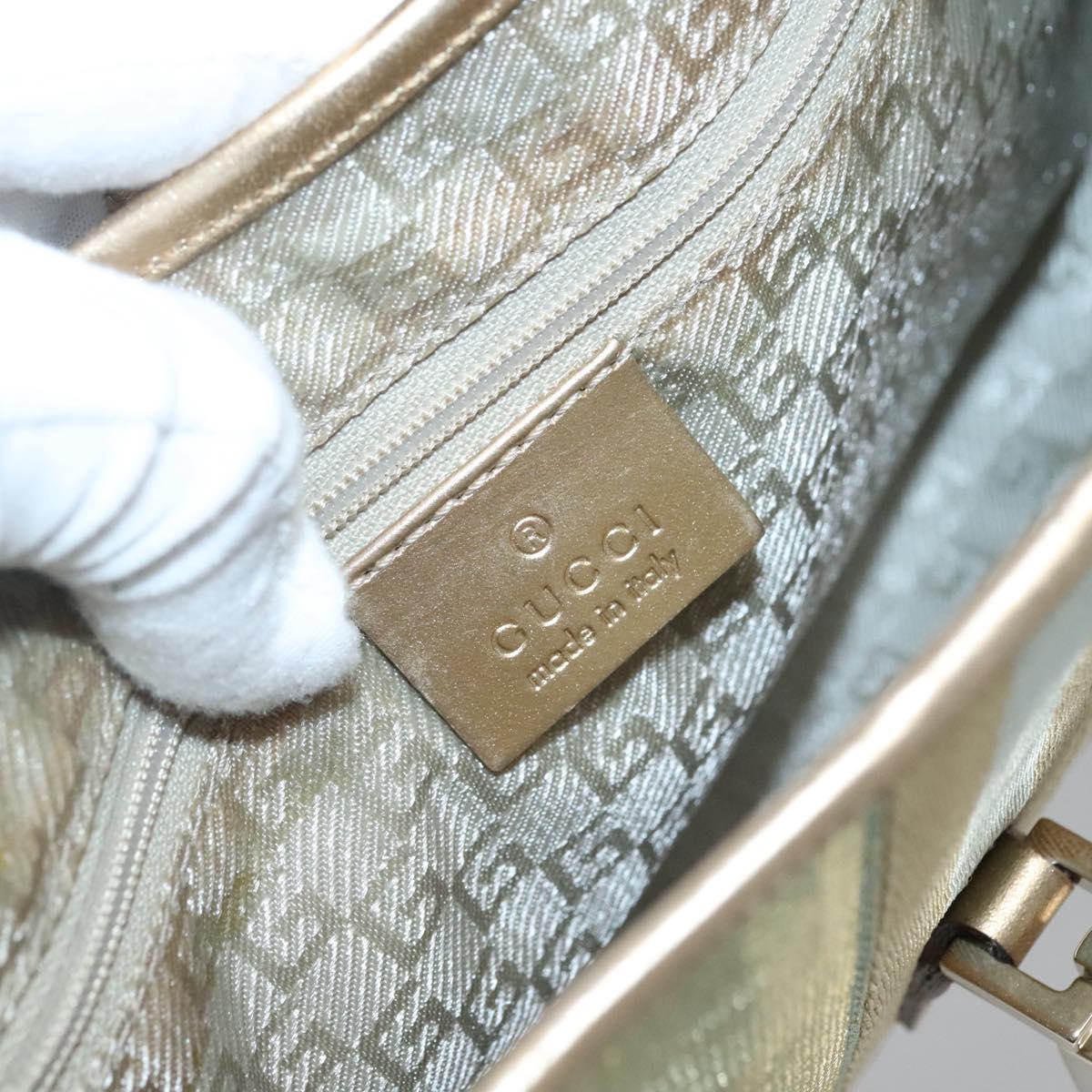 GUCCI Jackie Shoulder Bag Canvas Green Gold 001 3735 Auth 140678