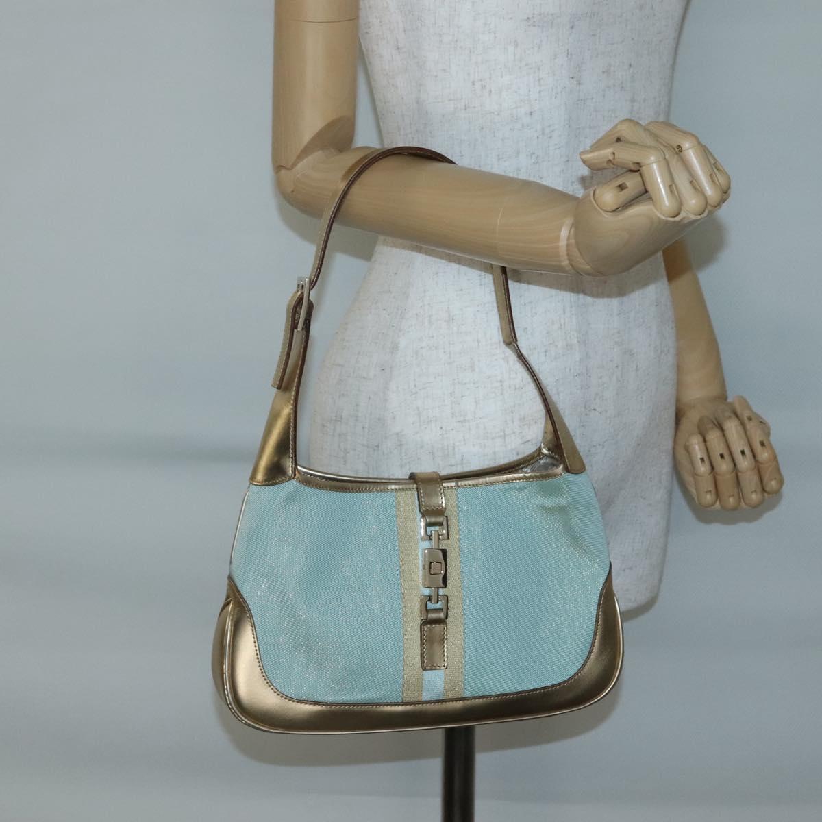 GUCCI Jackie Shoulder Bag Canvas Green Gold 001 3735 Auth 140678