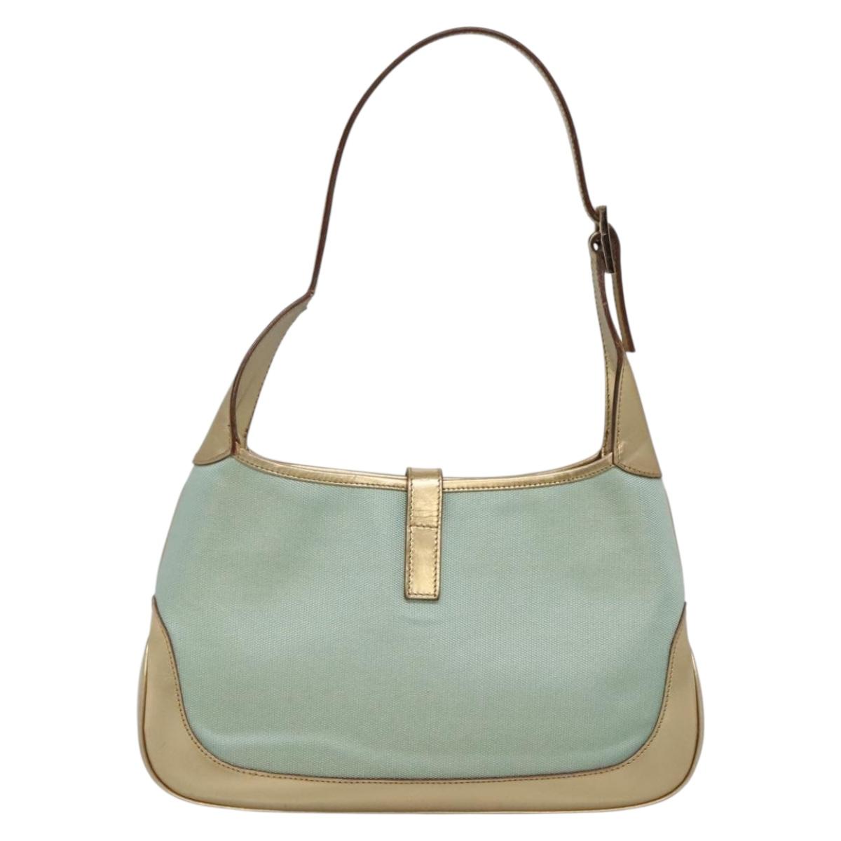 GUCCI Jackie Shoulder Bag Canvas Green Gold 001 3735 Auth 140678