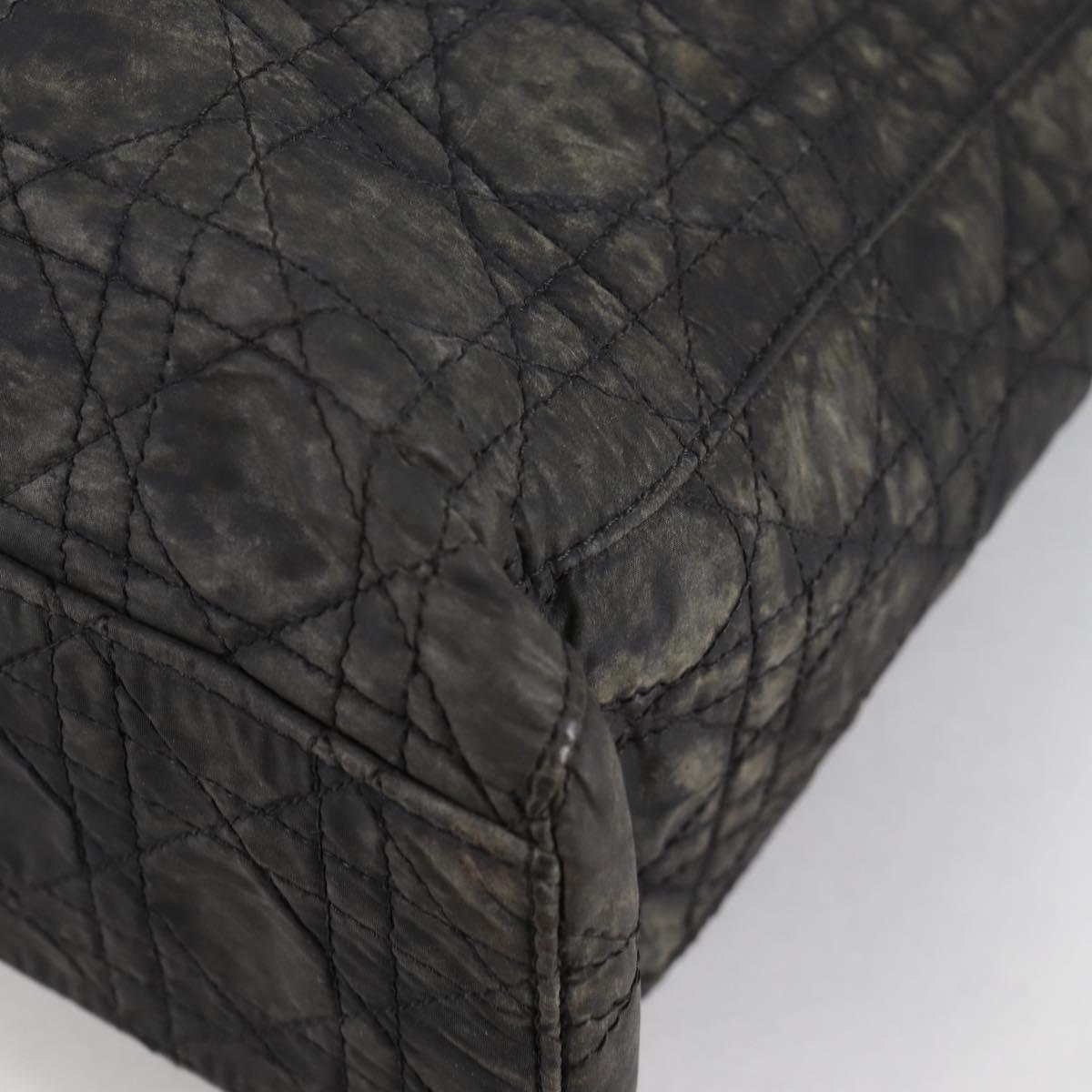 Christian Dior Canage Tote Bag Nylon 2way Black Gold Auth 140681