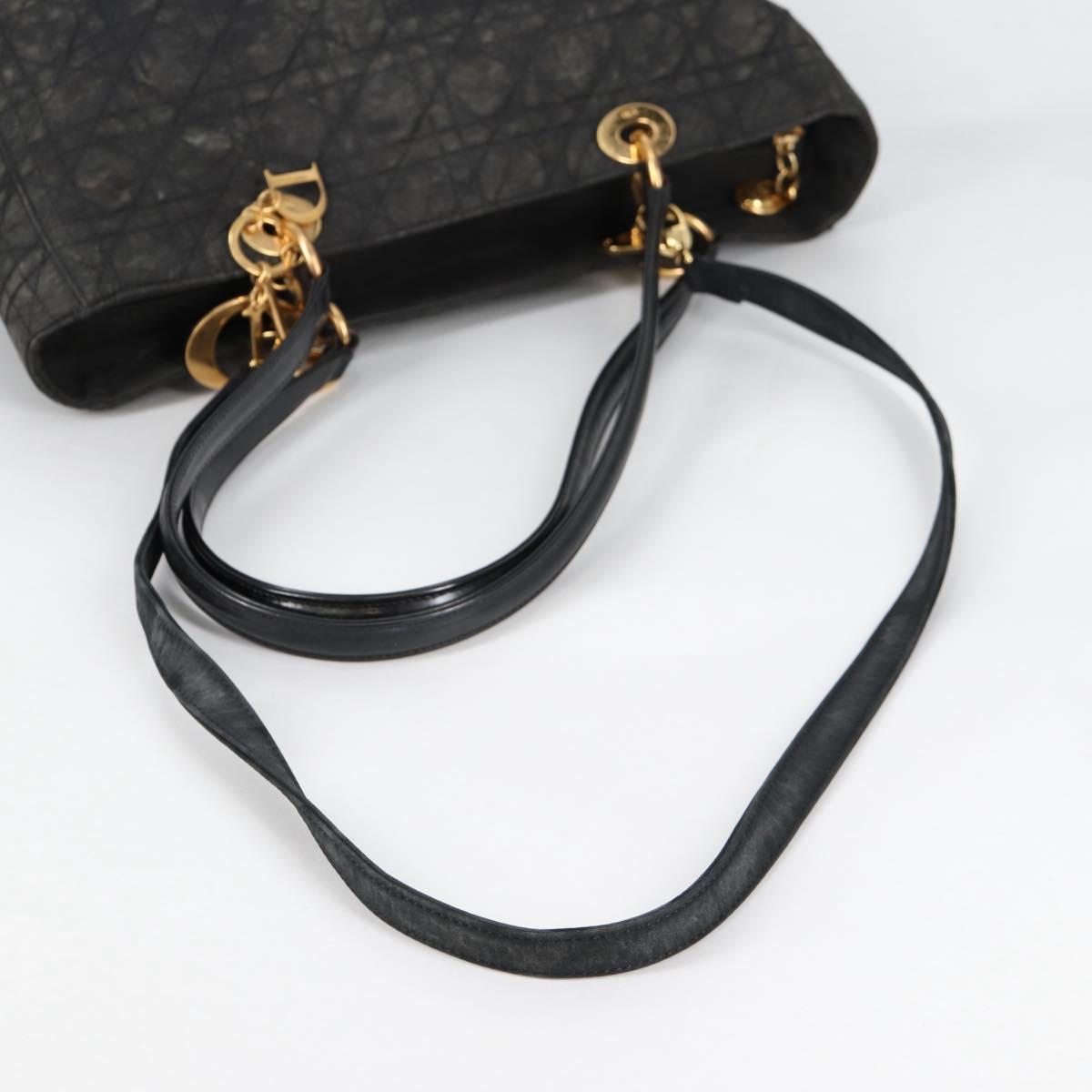 Christian Dior Canage Tote Bag Nylon 2way Black Gold Auth 140681