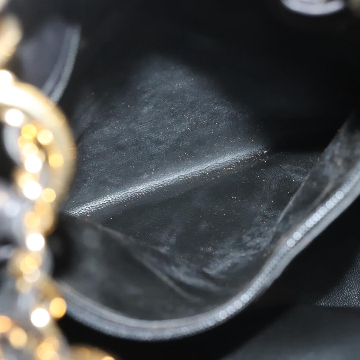 CHANEL Matelasse Shoulder Bag Canvas Black Gold CC Auth 140683